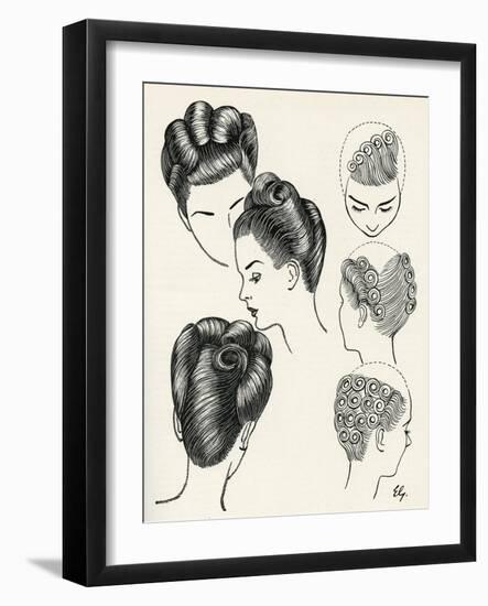 D'Elegance Hairstyle Diagram with Waves and Curls-null-Framed Art Print