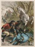 Woman is Rescued from a Wild Boar During a Hunting Expedition-D. Eusebio Planas-Framed Art Print