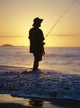 Fishing from the Beach at Sunrise, Australia-D H Webster-Photographic Print