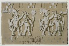 Bas Relief of Ancient Aztec Warriors-D.k. Bonatti-Giclee Print