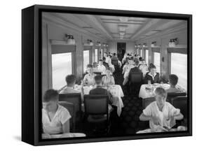 D&Rgw Dining Car Interior, c.1927-George Lytle Beam-Framed Stretched Canvas