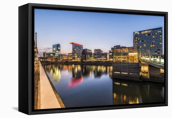 DŸsseldorf, North Rhine-Westphalia, Germany, Media Harbour Office Building at Dusk-Bernd Wittelsbach-Framed Stretched Canvas