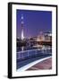 DŸsseldorf, North Rhine-Westphalia, Media Harbour with Television Tower and Gehry Houses at Dusk-Bernd Wittelsbach-Framed Photographic Print