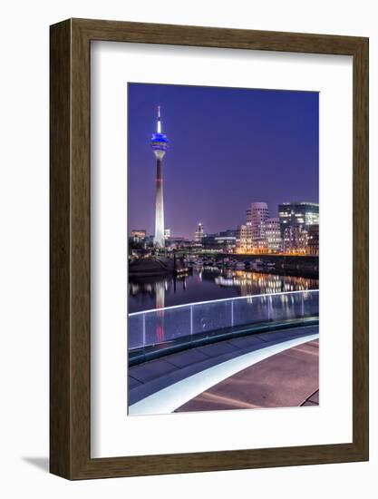 DŸsseldorf, North Rhine-Westphalia, Media Harbour with Television Tower and Gehry Houses at Dusk-Bernd Wittelsbach-Framed Photographic Print