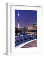 DŸsseldorf, North Rhine-Westphalia, Media Harbour with Television Tower and Gehry Houses at Dusk-Bernd Wittelsbach-Framed Photographic Print