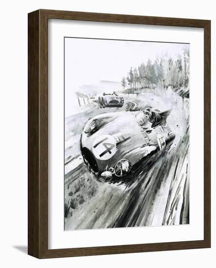 D-Type Jaguar at the 1954 Le Mans-Graham Coton-Framed Giclee Print