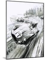 D-Type Jaguar at the 1954 Le Mans-Graham Coton-Mounted Giclee Print