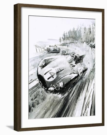 D-Type Jaguar at the 1954 Le Mans-Graham Coton-Framed Giclee Print