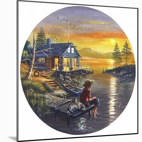 D35 Boy Fishing-D. Rusty Rust-Mounted Giclee Print