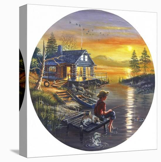 D35 Boy Fishing-D. Rusty Rust-Stretched Canvas