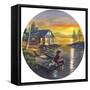 D35 Boy Fishing-D. Rusty Rust-Framed Stretched Canvas