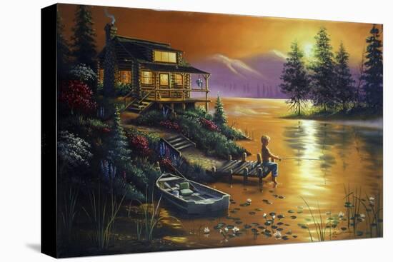 D58 Boy Fishing-D. Rusty Rust-Stretched Canvas
