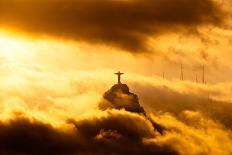 Christ the Redeemer Statue in Clouds on Sunset-dabldy-Photographic Print