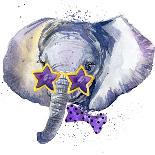 Baby Elephant T-Shirt Graphics. Baby Elephant Illustration with Splash Watercolor Textured Backgrou-Dabrynina Alena-Art Print