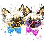 Dog Fashion T-Shirt Graphics. Dog Illustration with Splash Watercolor Textured Background. Unusual-Dabrynina Alena-Art Print