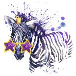 Little Zebra T-Shirt Graphics. Little Zebra Illustration with Splash Watercolor Textured Backgroun-Dabrynina Alena-Art Print