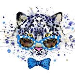 White Leopard T-Shirt Graphics. Cool Leopard Illustration with Splash Watercolor Textured Backgrou-Dabrynina Alena-Art Print