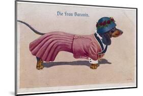 Dachshund Dressed as a Woman-null-Mounted Photographic Print