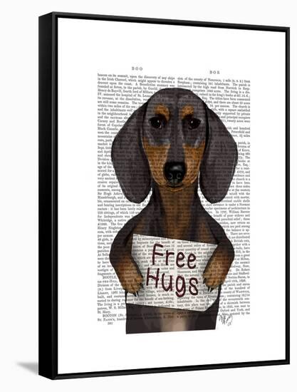 Dachshund Free Hugs-Fab Funky-Framed Stretched Canvas