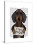 Dachshund Free Hugs-Fab Funky-Stretched Canvas