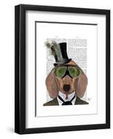 Dachshund Green Goggles Top Hat-Fab Funky-Framed Art Print