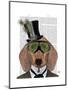 Dachshund Green Goggles Top Hat-Fab Funky-Mounted Art Print