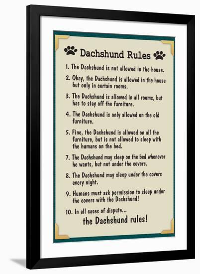 Dachshund House Rules Humor-null-Framed Art Print