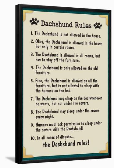 Dachshund House Rules-null-Framed Standard Poster