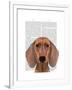 Dachshund Illustration Plain-Fab Funky-Framed Art Print