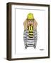 Dachshund in Navy Style-Olga Angellos-Framed Art Print