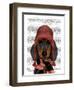 Dachshund in Pink Hat and Scarf-Fab Funky-Framed Art Print