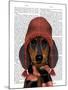 Dachshund in Pink Hat and Scarf-Fab Funky-Mounted Art Print