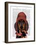 Dachshund in Pink Hat and Scarf-Fab Funky-Framed Art Print