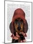 Dachshund in Pink Hat and Scarf-Fab Funky-Mounted Art Print