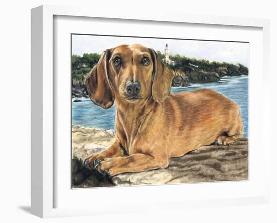 Dachshund in the Bay-Barbara Keith-Framed Giclee Print