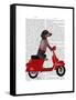 Dachshund on a Moped-Fab Funky-Framed Stretched Canvas