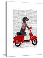Dachshund on a Moped-Fab Funky-Stretched Canvas