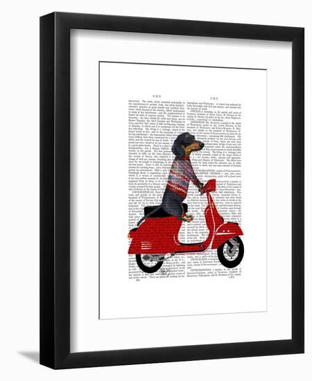 Dachshund on a Moped-Fab Funky-Framed Art Print