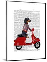 Dachshund on a Moped-Fab Funky-Mounted Art Print