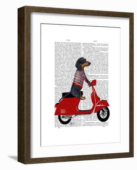 Dachshund on a Moped-Fab Funky-Framed Art Print