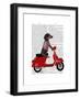 Dachshund on a Moped-Fab Funky-Framed Art Print