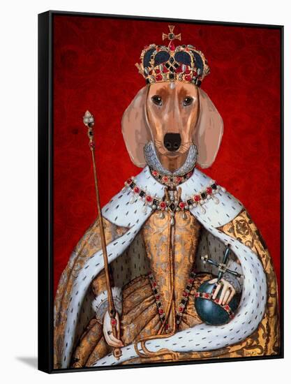 Dachshund Queen-Fab Funky-Framed Stretched Canvas