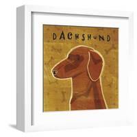 Dachshund (red) (square)-John W^ Golden-Framed Art Print