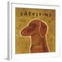 Dachshund (red) (square)-John W^ Golden-Framed Art Print