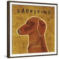 Dachshund (red) (square)-John W^ Golden-Framed Art Print