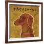 Dachshund (red) (square)-John W^ Golden-Framed Art Print