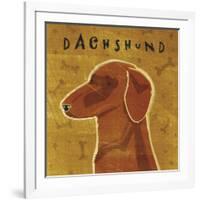 Dachshund (red) (square)-John W^ Golden-Framed Art Print