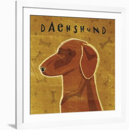 Dachshund (red) (square)-John W^ Golden-Framed Art Print