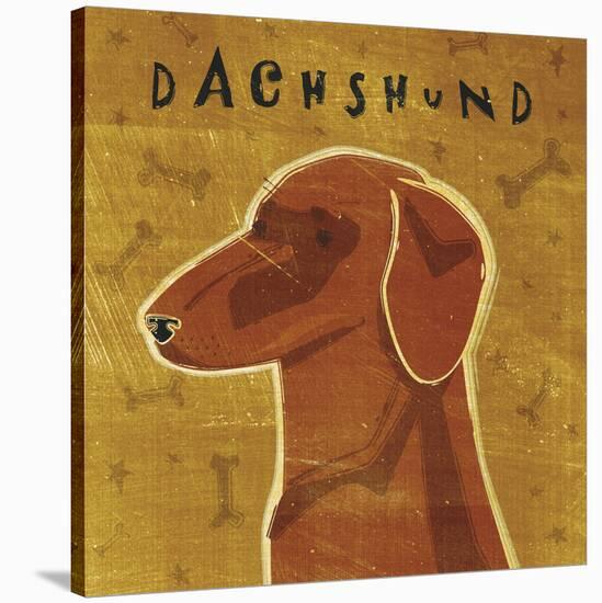 Dachshund (red) (square)-John W Golden-Stretched Canvas