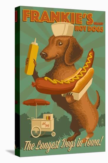 Dachshund - Retro Hotdog Ad-Lantern Press-Stretched Canvas